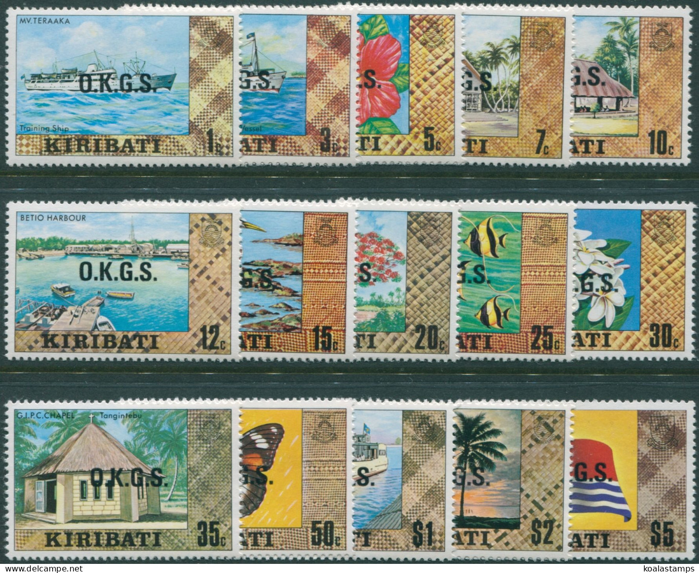 Kiribati OKGS 1981 SGO11-O25 Scenes Ships Flowers Fish Set MNH - Kiribati (1979-...)