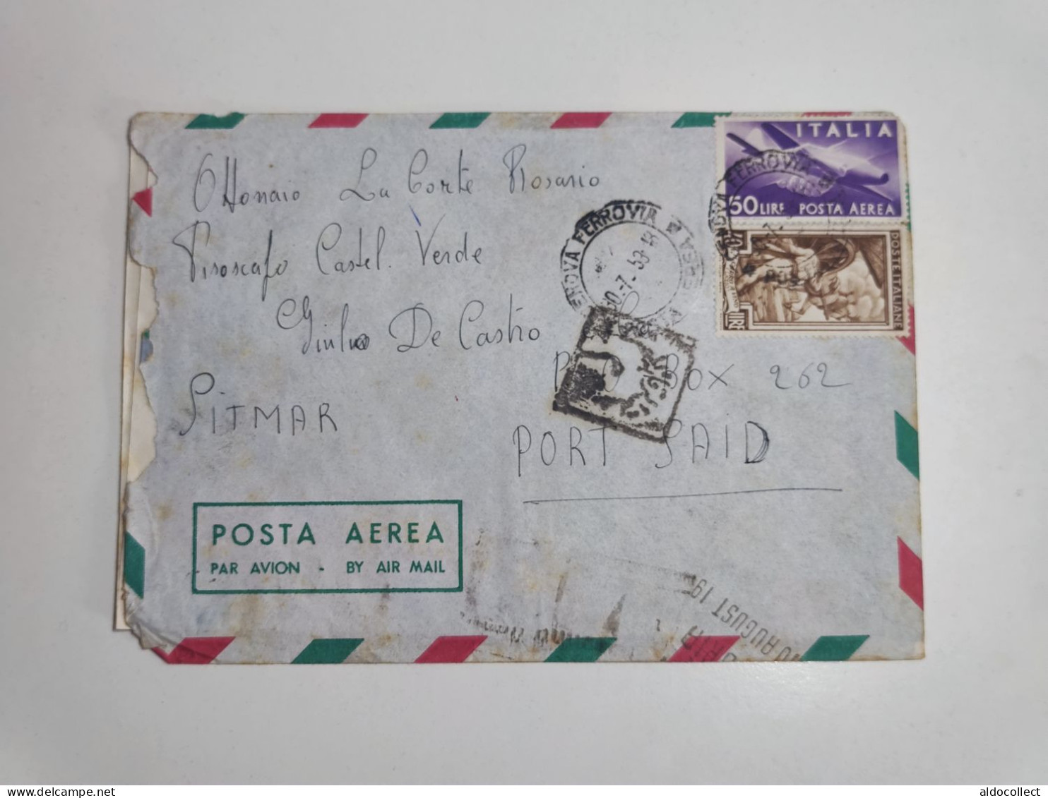 Lettera Via Aerea Da Genova Per Porto Said Egitto Del 1953 - Airmail