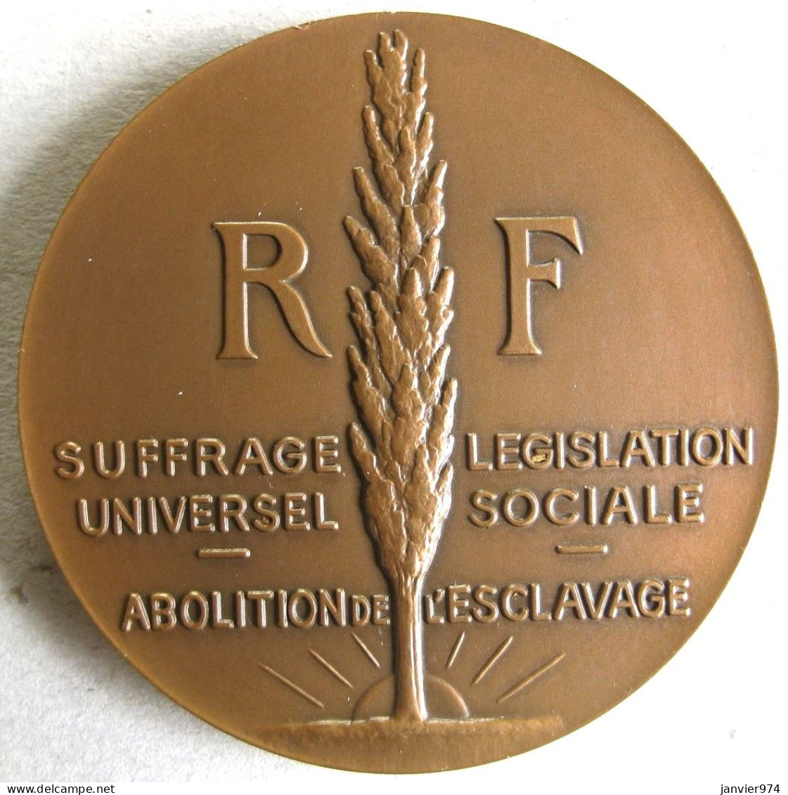 Médaille Bronze Centenaire De La Révolution 1848 1948 ,Abolition De L’Esclavage , Par Bazor - Other & Unclassified