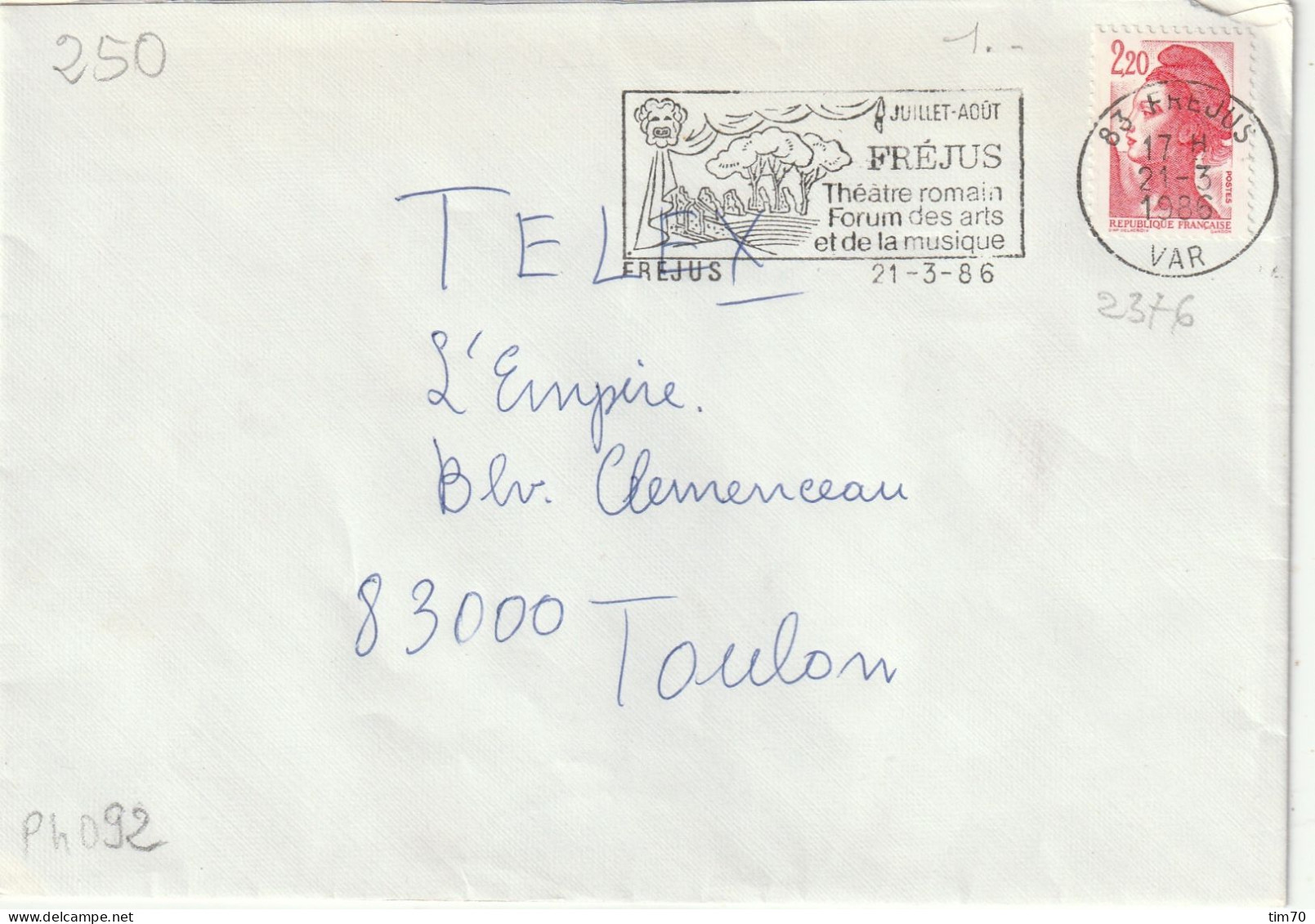 FLAMME  PERMANENTE / N°  2376    83   FREJUS - Mechanical Postmarks (Advertisement)