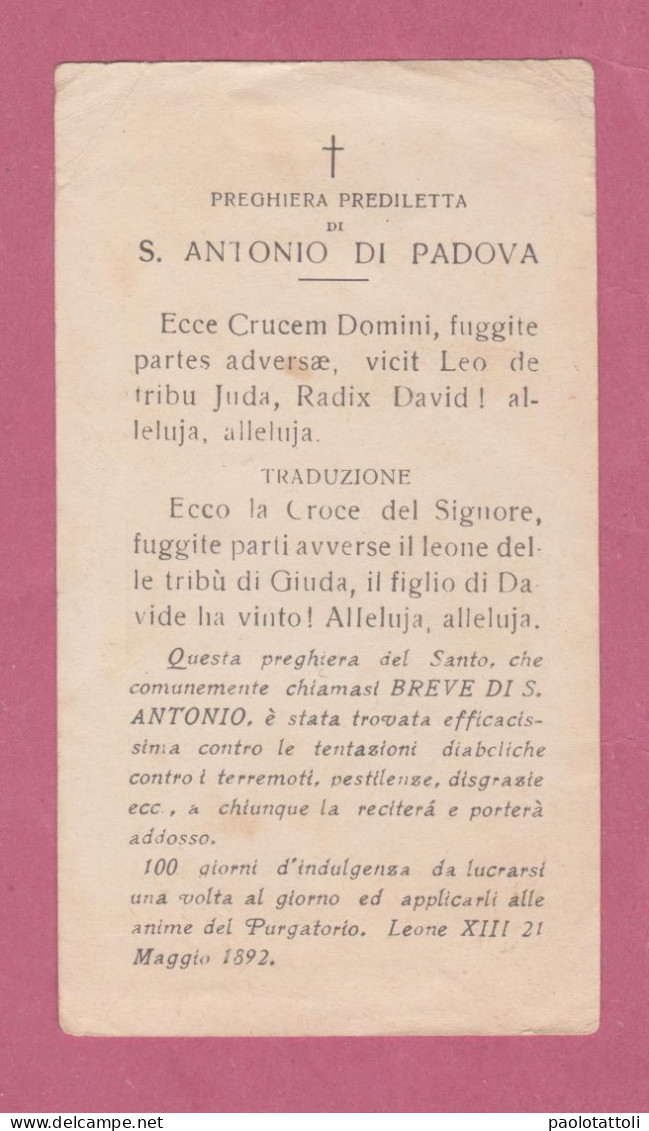 Santino, Holy Card- Sant' Anronio Da Padova. Il Santo Dei Miracoli- 123 X 70mm - Andachtsbilder