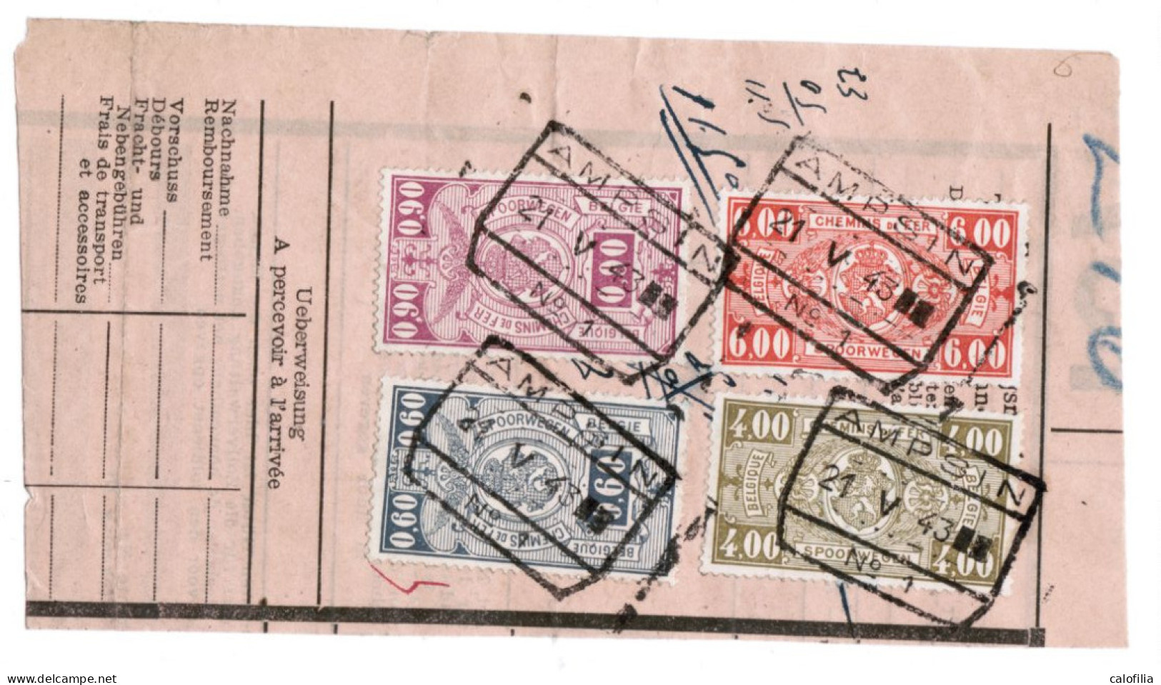 Fragment Bulletin D'expedition, Obliterations Centrale Nettes, AMPSIN 1, Superbe, RARE - Oblitérés