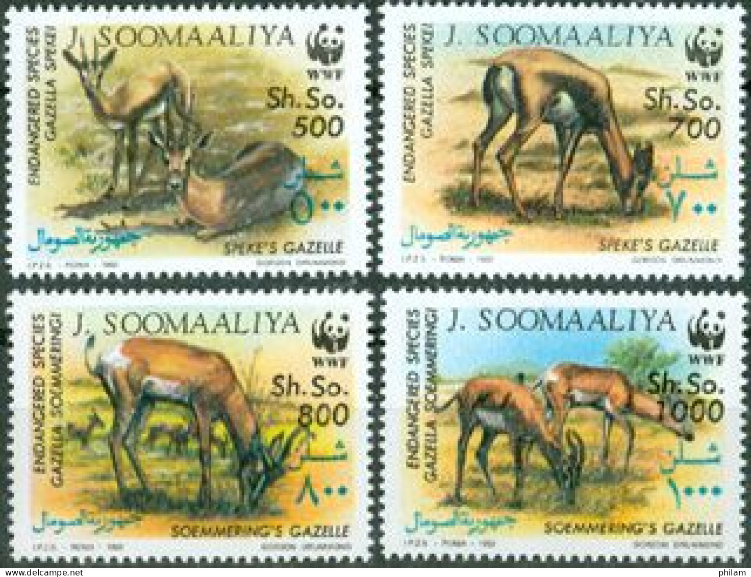 SOMALIE 1992 - W.W.F. Gazelle Surchargée Conférence De Rio - 4 V. - Protección Del Medio Ambiente Y Del Clima