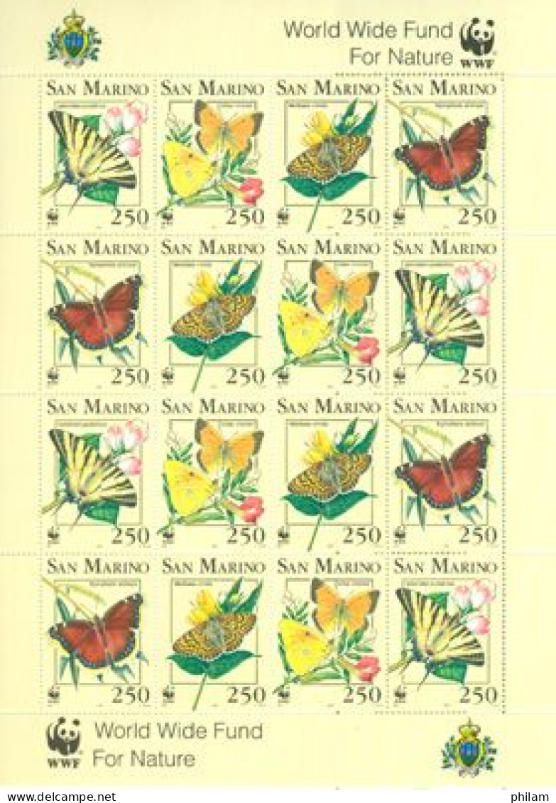 SAINT MARIN 1993 - WWF - Papillons - Feuillet - Unused Stamps