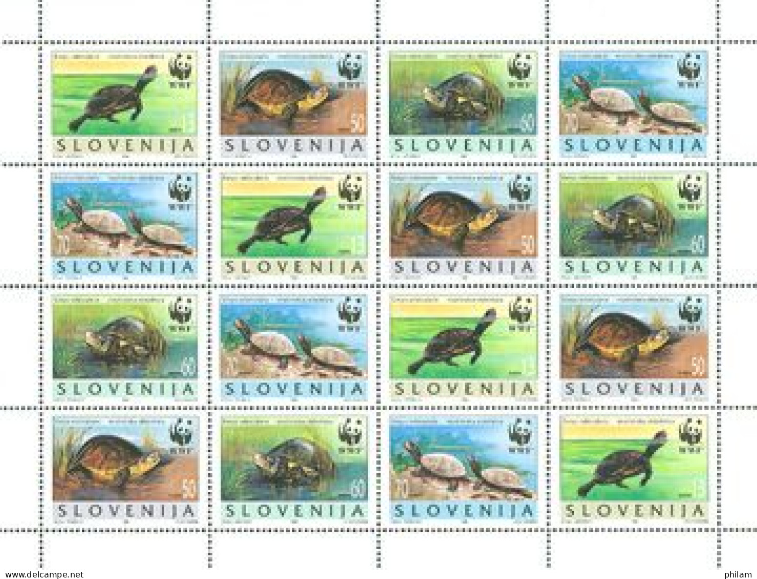 SLOVENIE 1996 - WWF - Tortues Emys Orbicularis - Feuillet - Unused Stamps