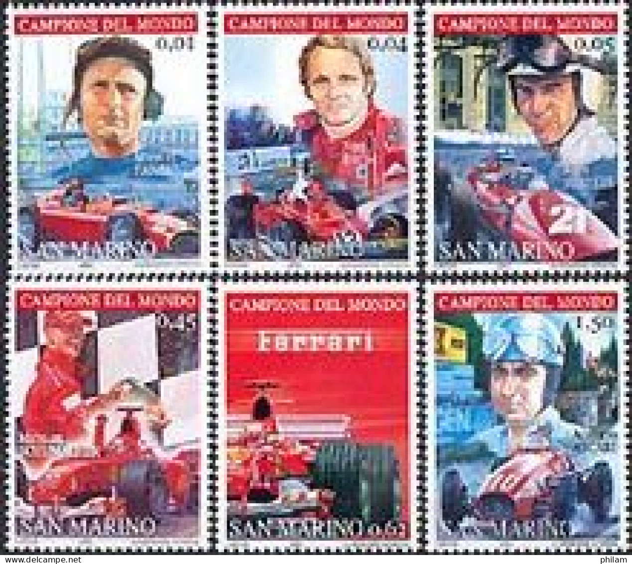 SAN MARINO 2005 - Hommage Aux Ferrari - 6 V. - Voitures