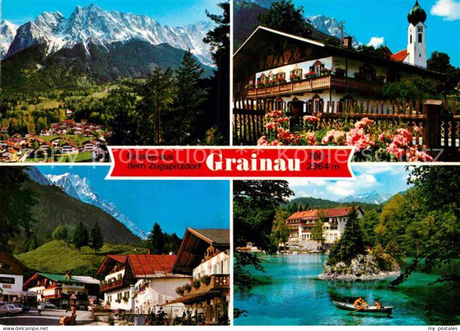 72900035 Grainau Waxensteinkamm Pfarrkirche Zugspitze Oberer Dorfplatz Hotel Bad - Sonstige & Ohne Zuordnung