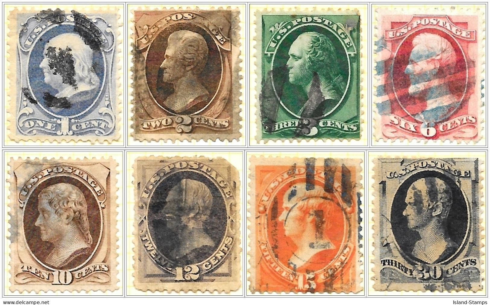 USA Stamps: 1870: Presidents (8) Used V1 - Gebraucht