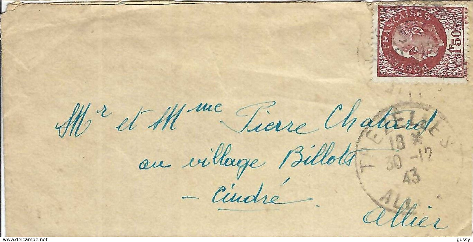 FRANCE Ca.1943: LSC De Trézelles (Allier) Pour Cindré (Allier) - Storia Postale