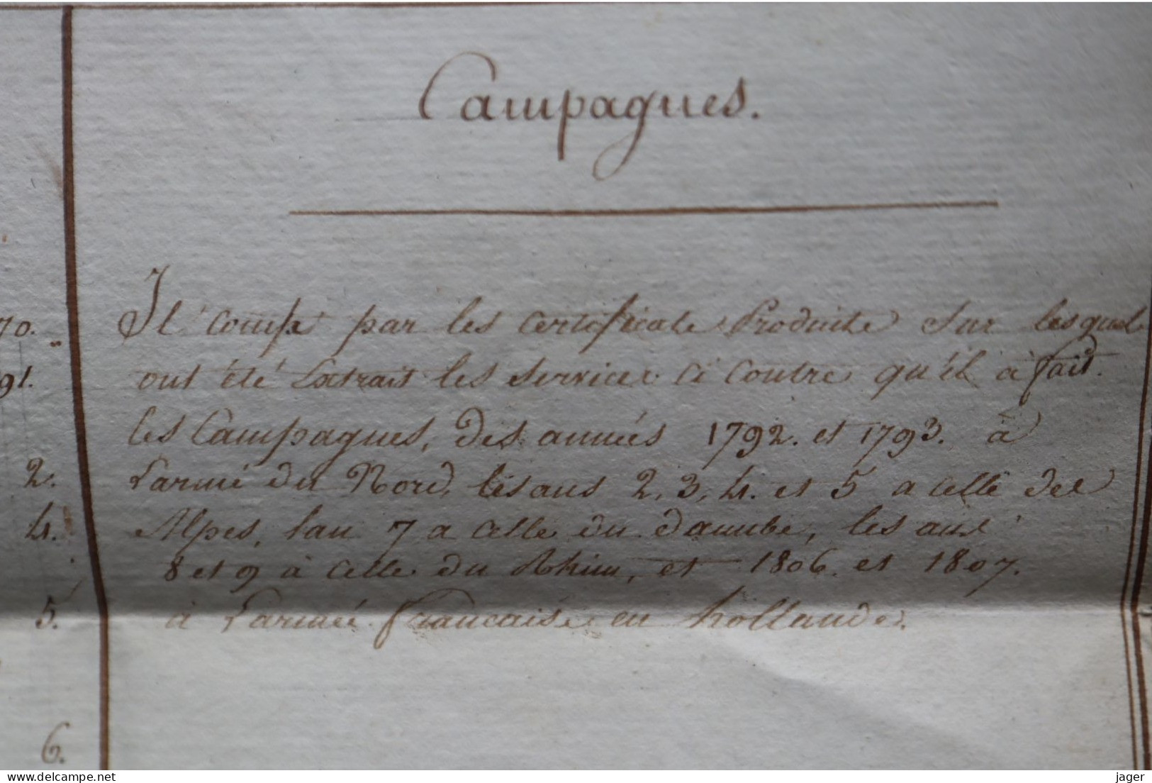 1807 Etat De Service1 Er Bataillon Colonial Capitaine BEAURAIN St DOMINGUE Cachet Autographes Lot 5 - Historical Documents