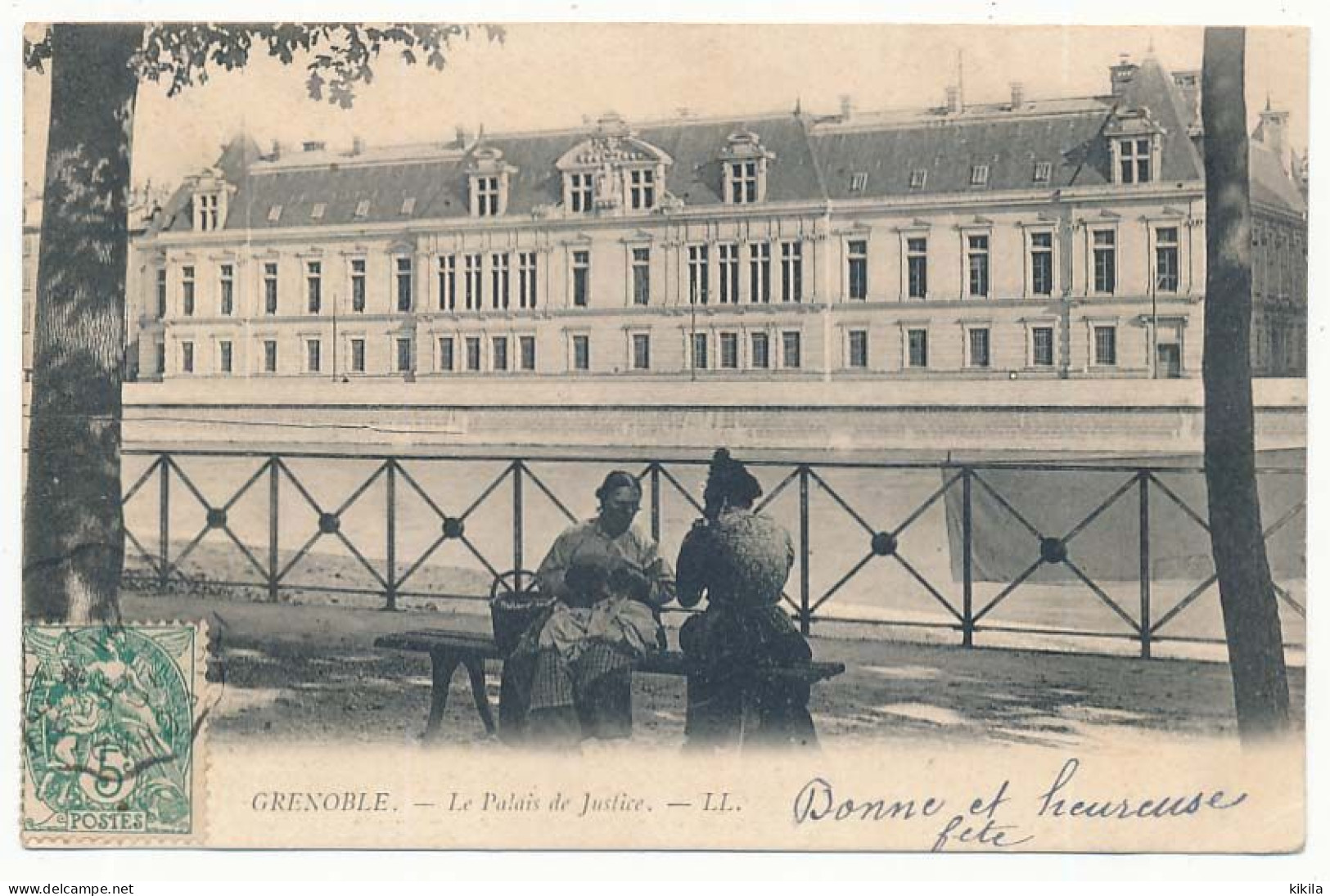 CPA 9 X 14 Isère  GRENOBLE Le Palais De Justice Femmes Assises Banc Quai  Carte Précurseur - Grenoble