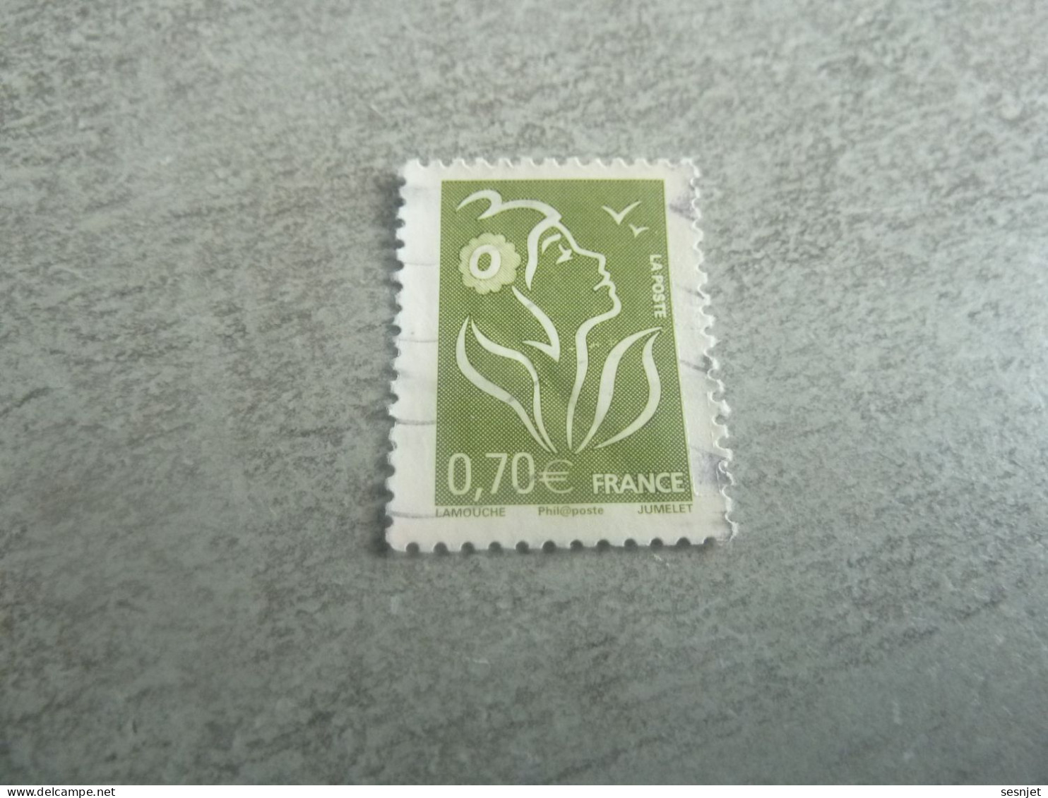 Marianne De Lamouche - 0.70 € - Yt 3736 - Vert-olive - Oblitéré - Année 2005 - - 2004-2008 Marianne Van Lamouche