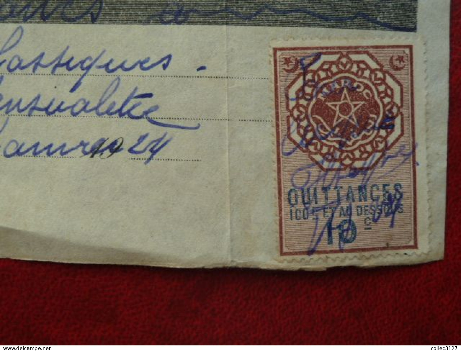 LF1 - Billet à Ordre - Quittance  - Maroc - Petitjean - 1924 - Timbre Fiscal - Autres & Non Classés