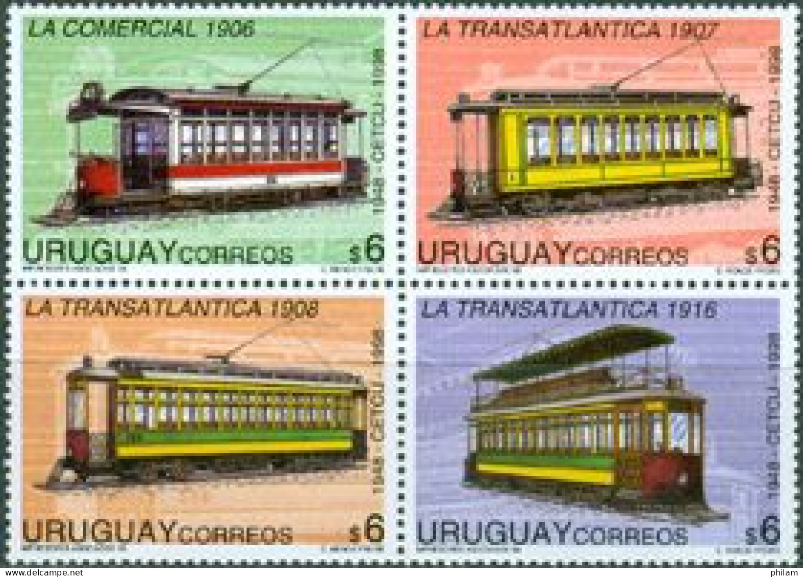 URUGUAY 1998 - Tramways- 4 V. Se Tenant - Uruguay