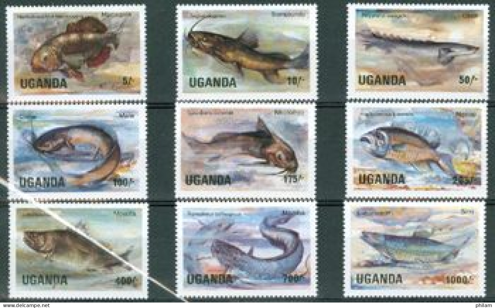 OUGANDA 1984 - Poissons - 9 V. - Fische