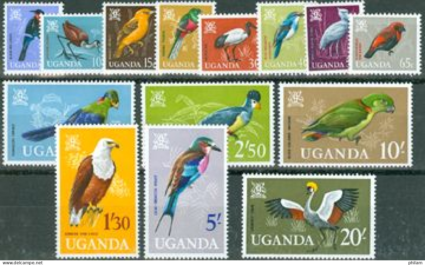 OUGANDA 1965 - Série Courante: Oiseaux Et Rapaces - 14 V. - Ouganda (1962-...)