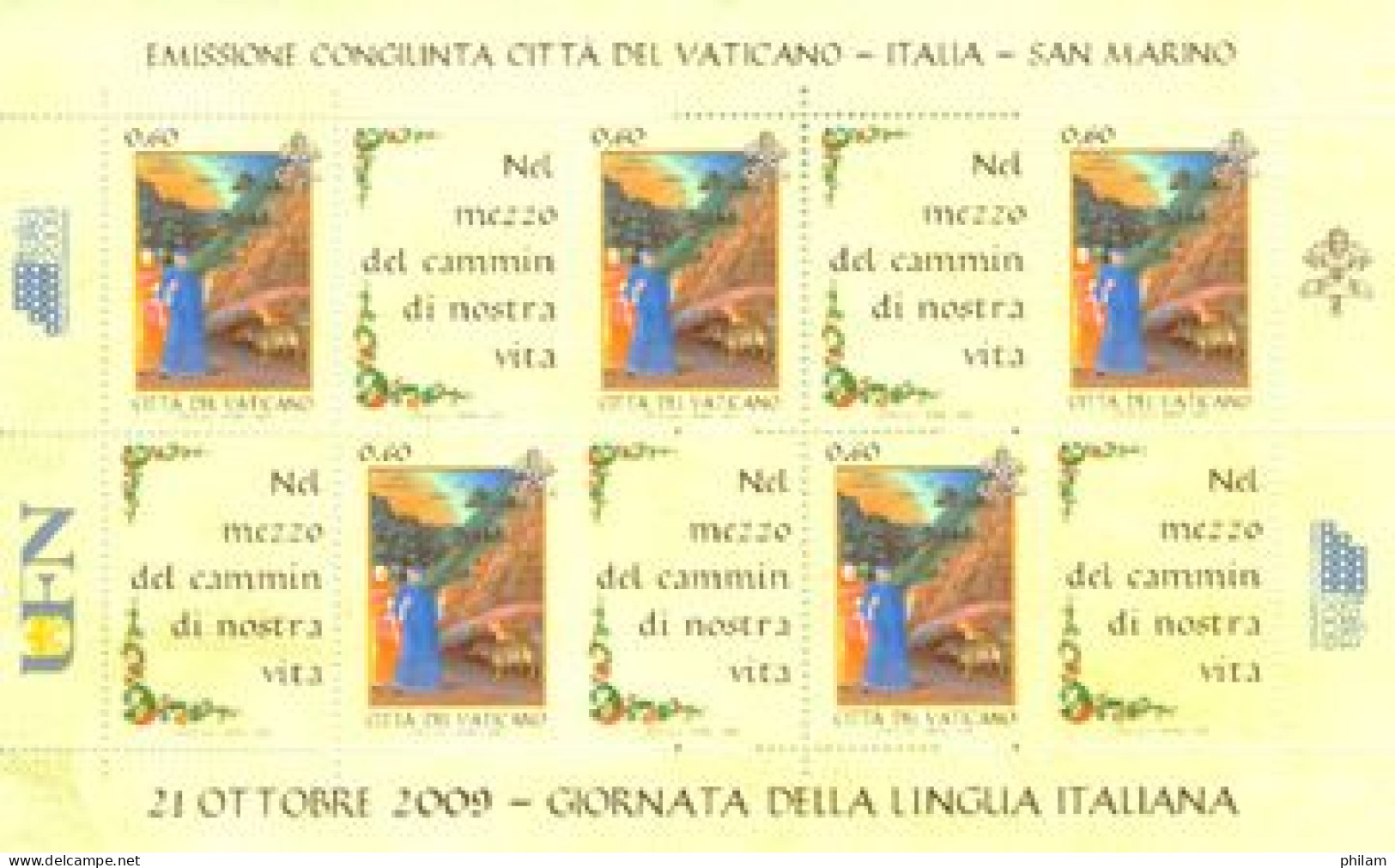 VATICAN 2009 - Journée De La Langue Italienne - Feuillet - Blocks & Sheetlets & Panes