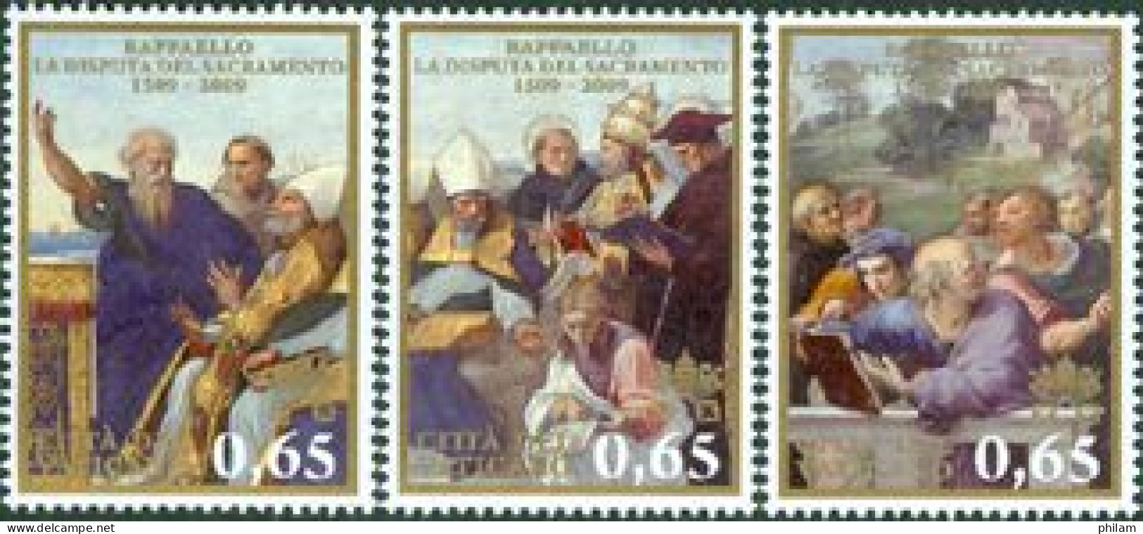 VATICAN 2009 - Raphaël - La Dispute Du Saint Sacrement - 3 V. - Unused Stamps