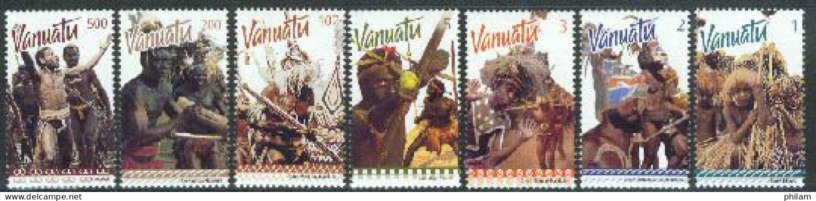 VANUATU 1999 - Serie Courante - Danses Locales - 7 V. - Vanuatu (1980-...)