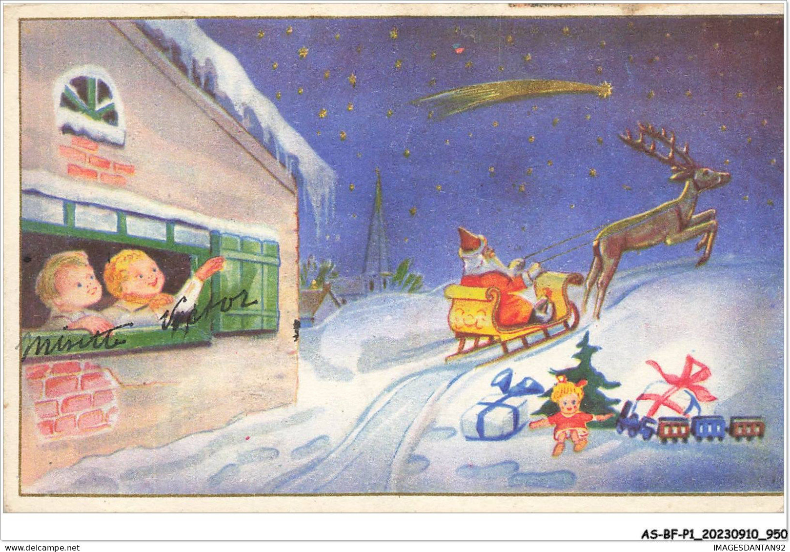 AS#BFP1-0476 - FETE - PERE NOËL - Enfants Regardant Le Père Noël - Andere & Zonder Classificatie