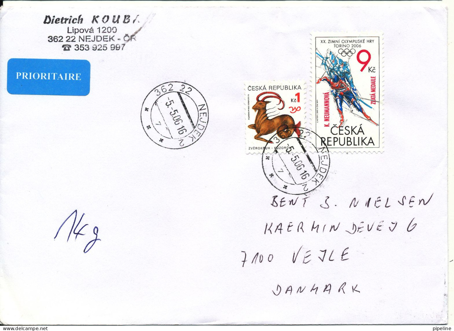 Czech Republic Cover Sent To Denmark 5-5-2006 - Lettres & Documents