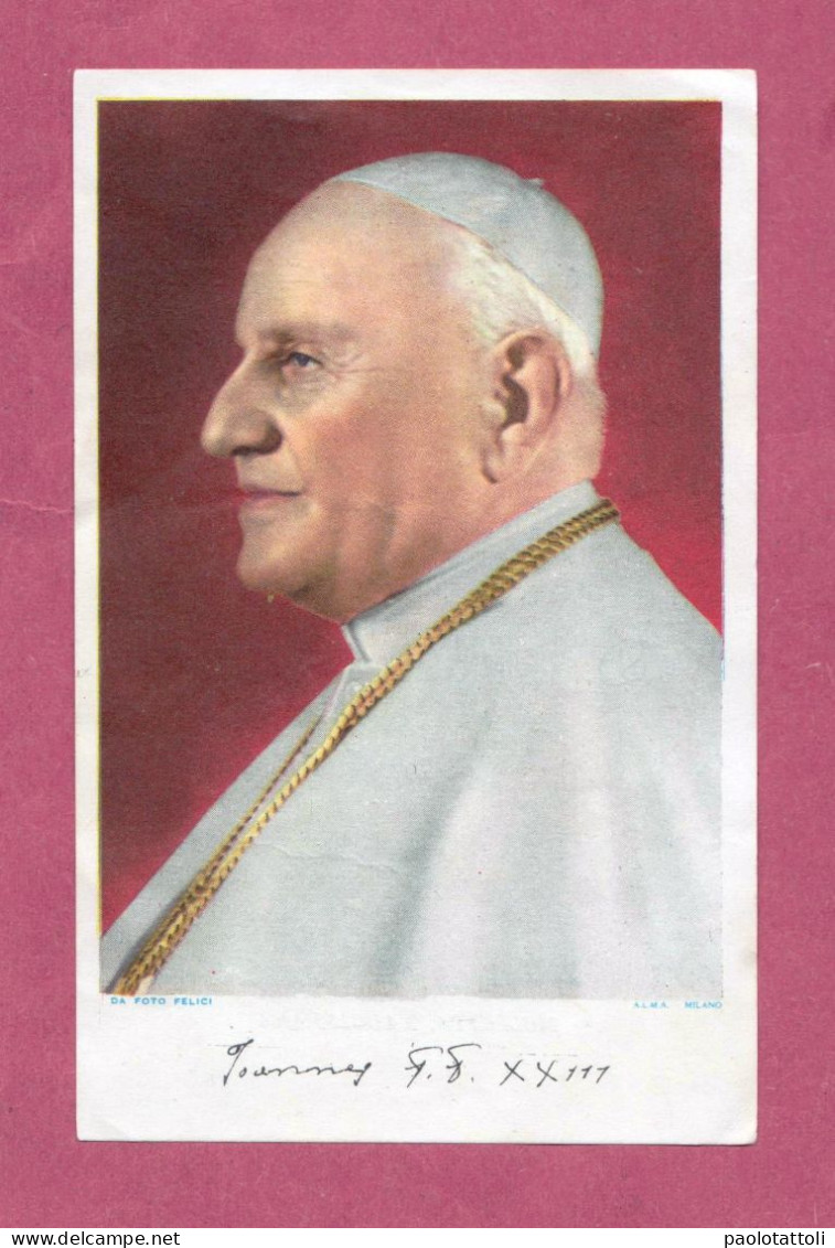 Santino, Holy Card- Papa Giovanni XXIII. Al Retro Commemorazione Parroco Alfredo Balducci. - Sonstige & Ohne Zuordnung
