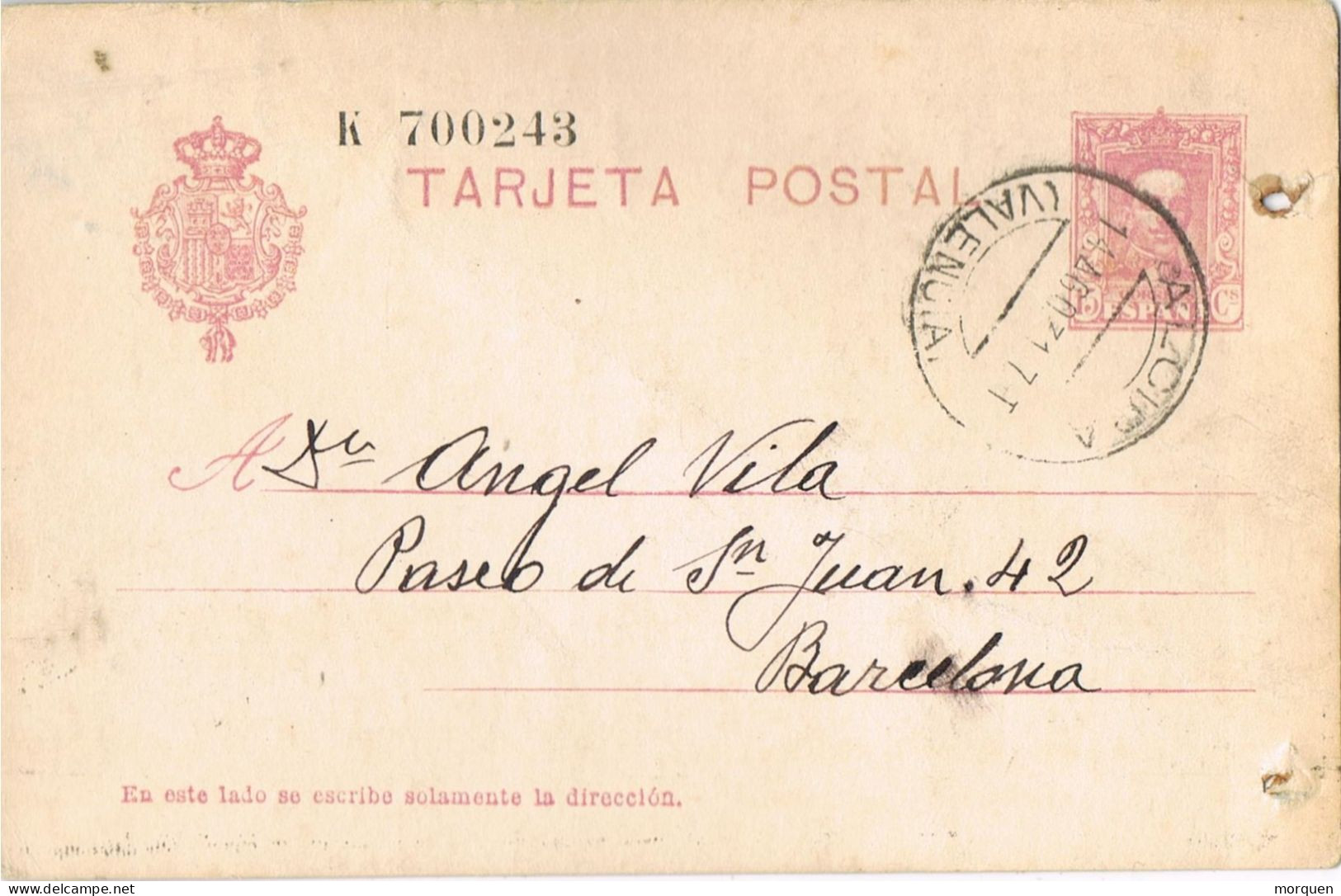 55071. Entero Postal ALCIRA (Valencia) 1931. Alfonso XIII Vaquer, Circulado En Epoca Republica - 1850-1931