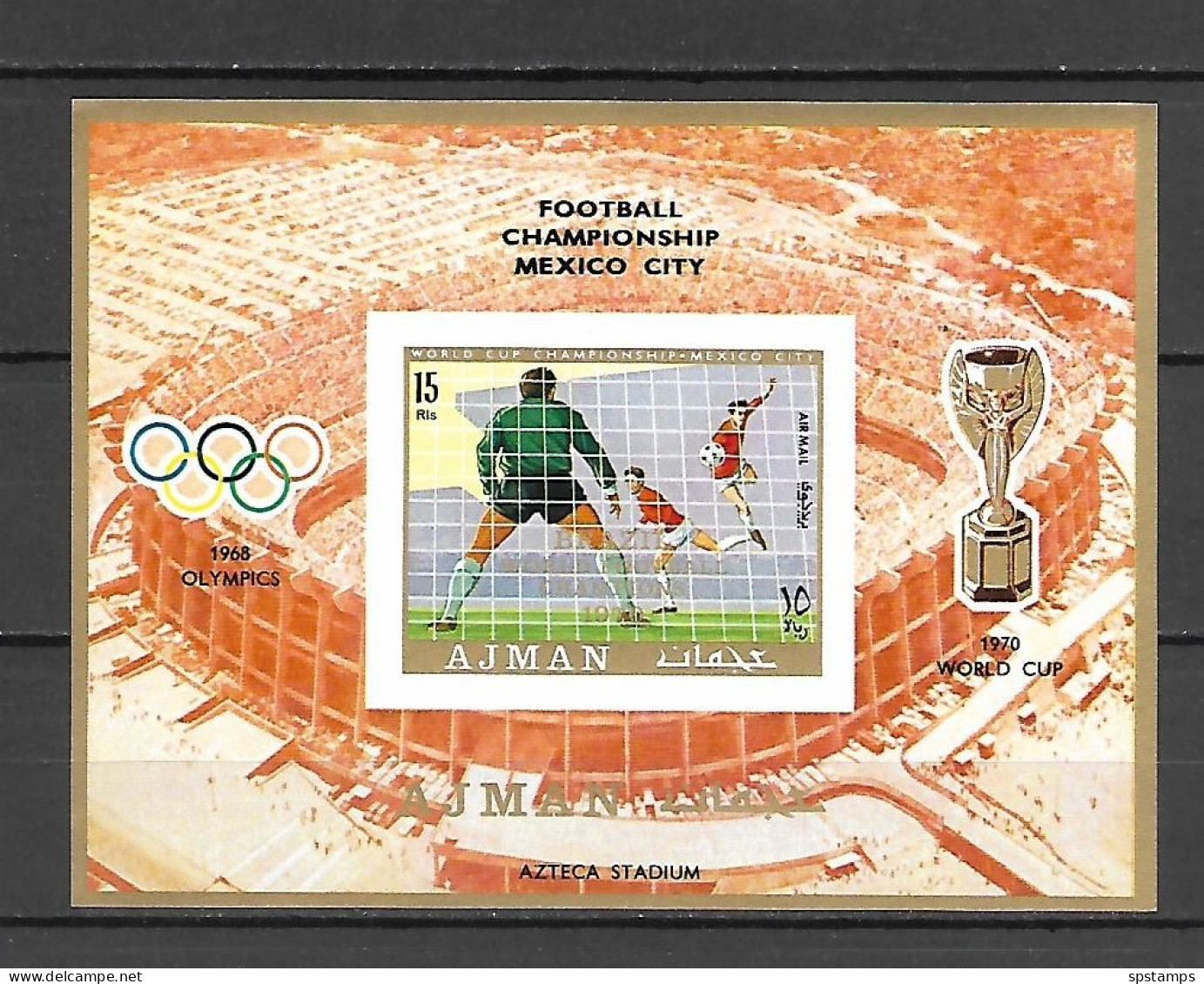 Ajman 1970 Football - World Cup MEXICO W Ovp IMPERFORATE MS MNH - Ajman