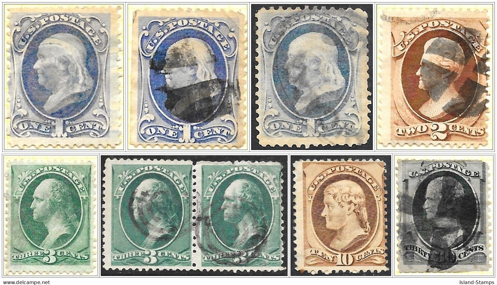 USA Stamps: 1870: Presidents (9) Used V1 - Oblitérés