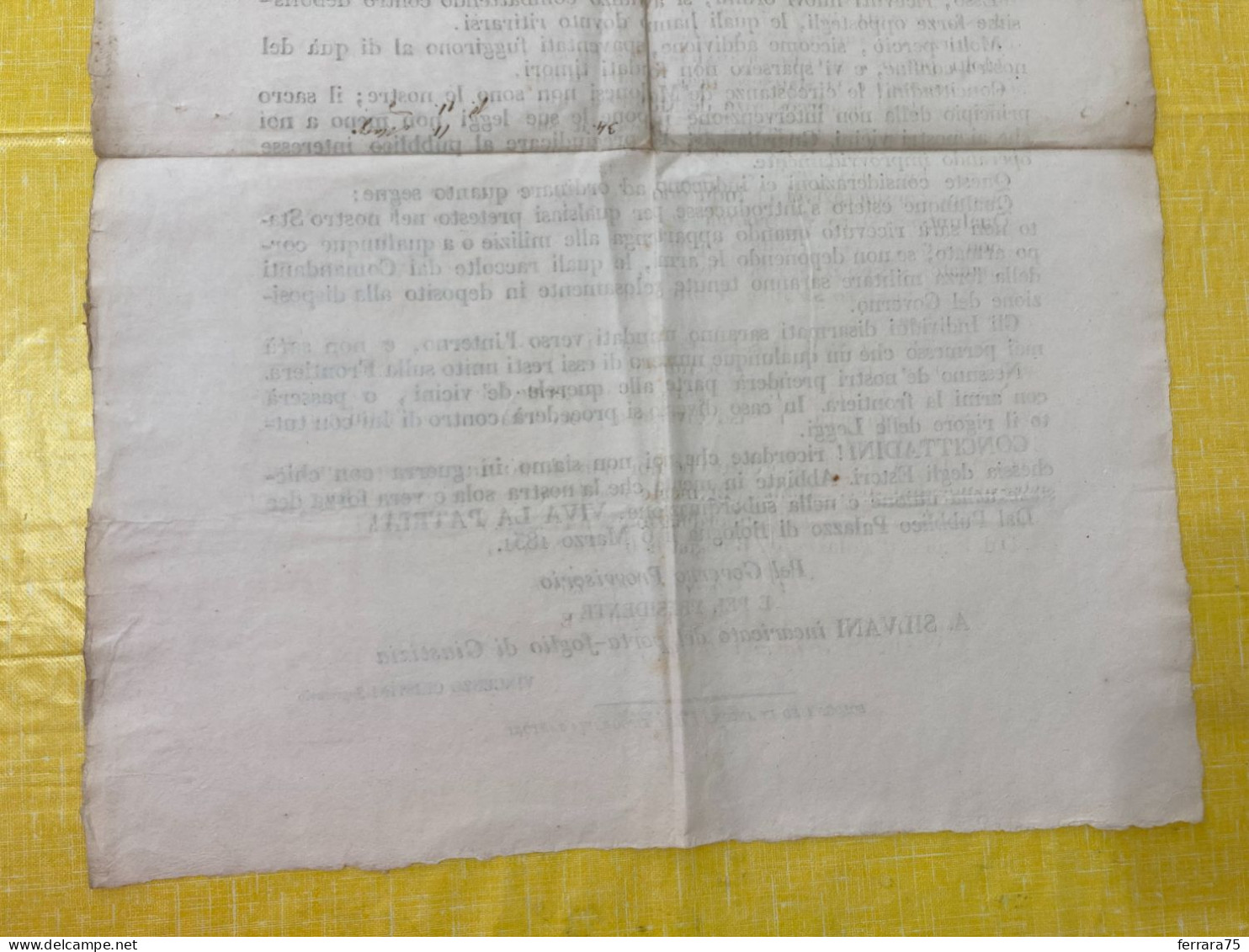 MANIFESTO GOVERNO PROVVISORIO MOTI RIVOLUZIONARI BATTAGLIONE ESTENSE 1831. - Documents Historiques