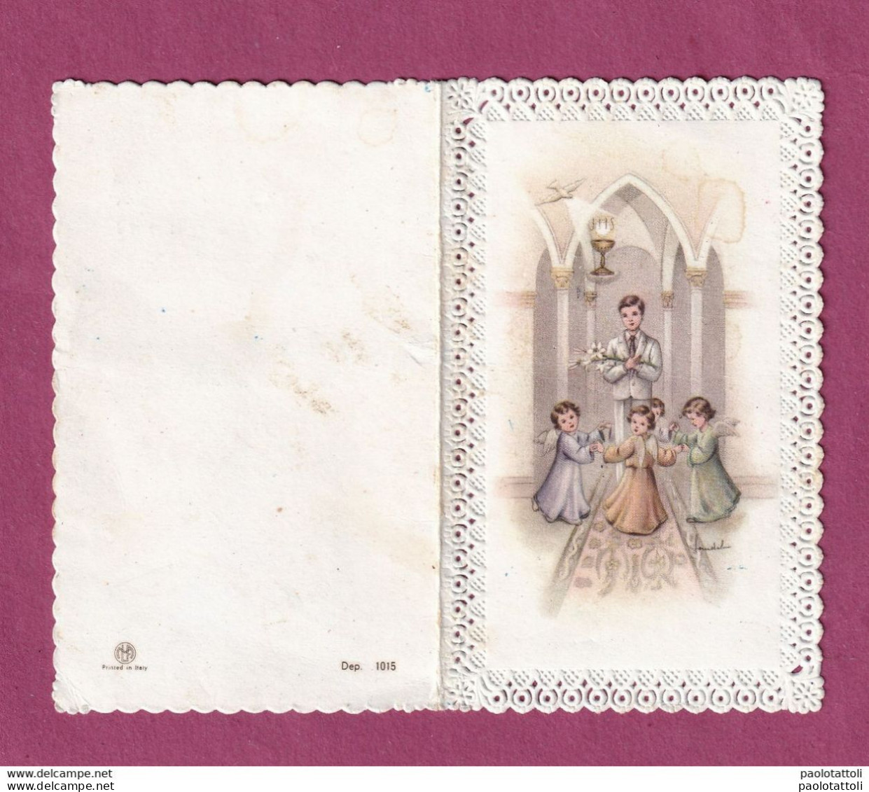 Folder Card First Communion. Ricordo Della Prima Comunione. Trani 26.06.1960- - Comunión Y Confirmación