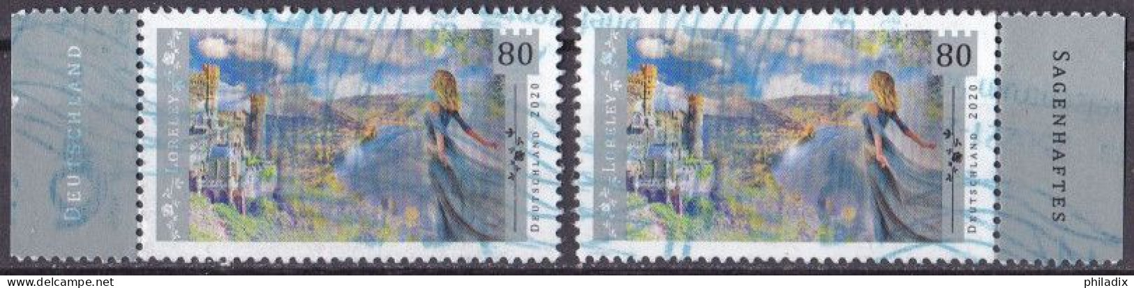 BRD 2020 Mi. Nr. 3567 O/used Rand Rechts+links (BRD1-6) - Gebruikt