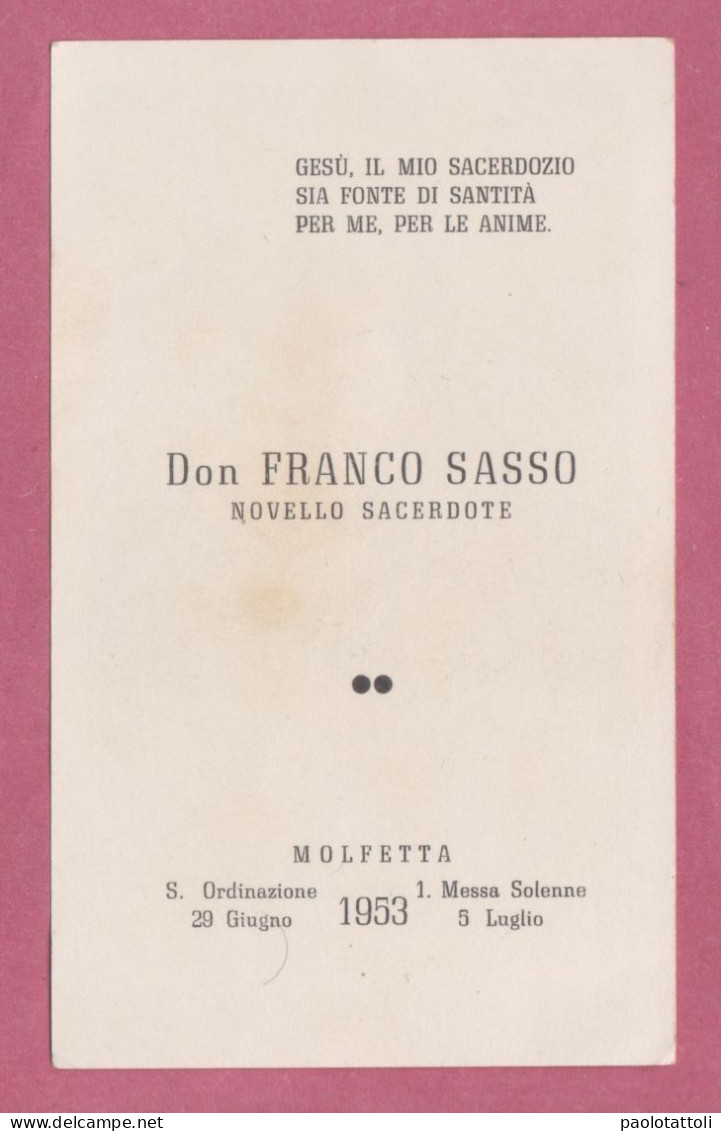 Holy Card, Santino. Ecce Panis Angelorum. Ed Alinari-Dim 108x 65mm. Al Verso. - Autres & Non Classés