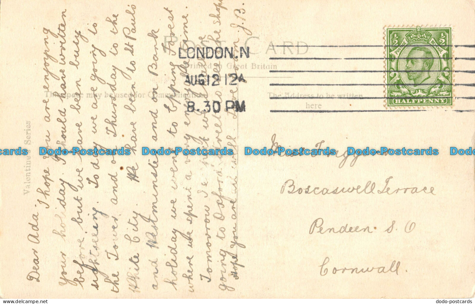 R095812 Boadicea. Westminster. London. Valentine. 1912 - Other & Unclassified