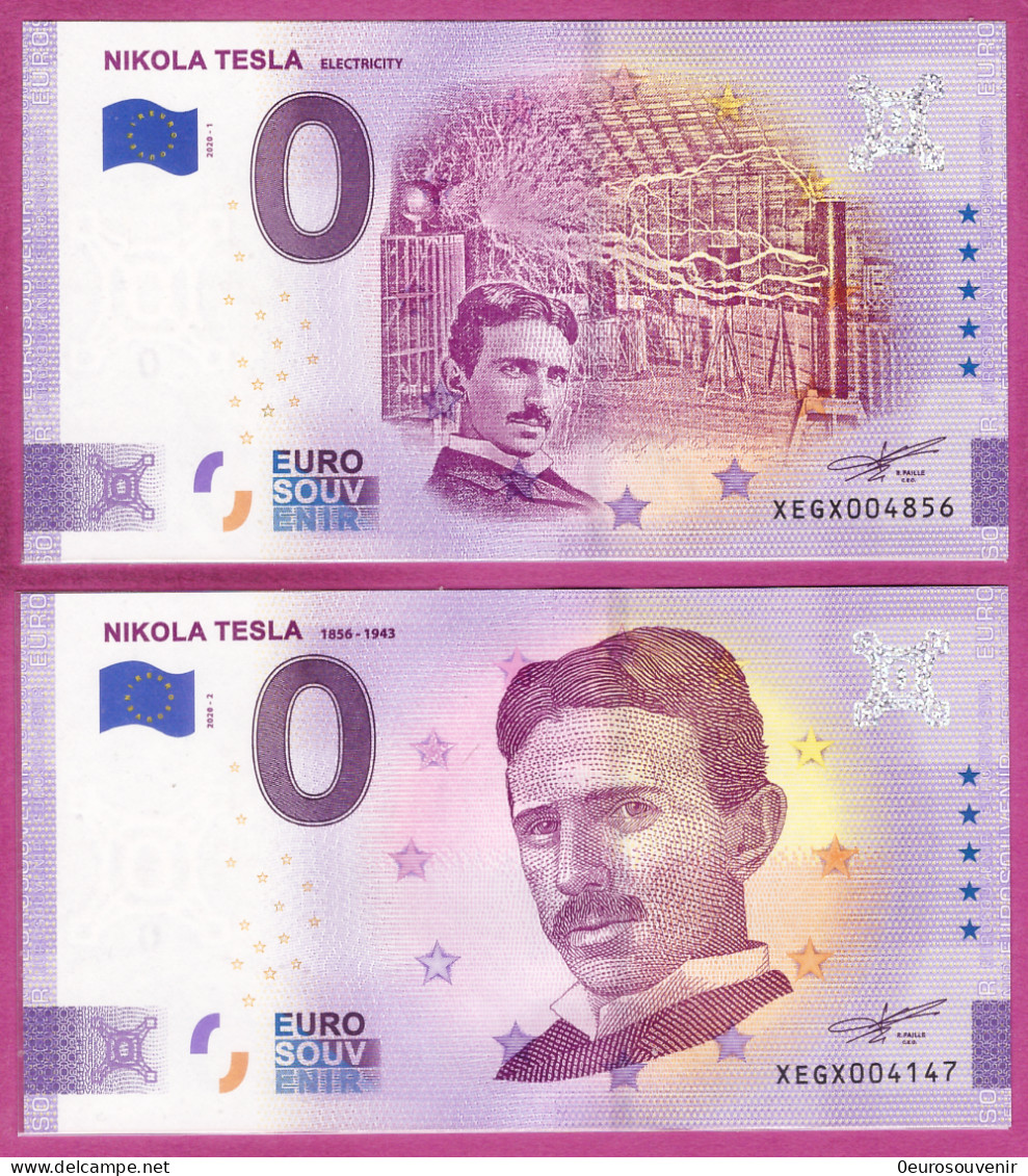 0-Euro XEGX 2020-1 + 2 Satz  NIKOLA TESLA ELECTRICITY - ANNIVERSARY - Pruebas Privadas