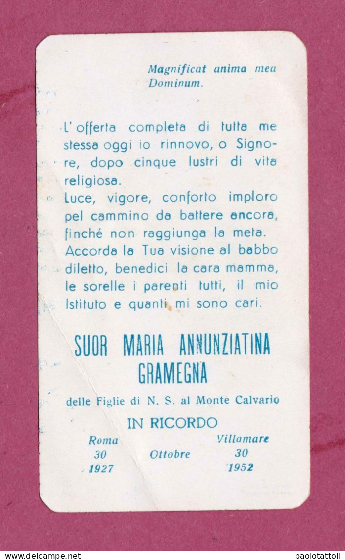 Luttino- SuorMaria Annunziatina Gramegna, Delle Figlie Di N.S. Al Monte Calvario. In Ricordo- - Décès