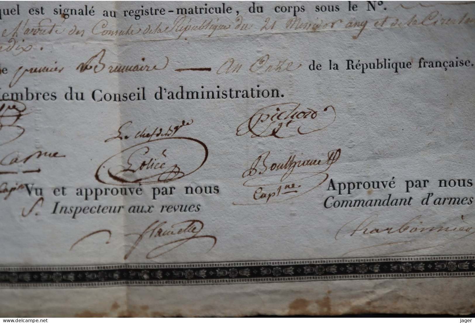 An 11 Congé Du 110 1/2 Brigade Capitaine BEAURAIN Autographes Général De La Révolution Lot 3 - Historical Documents