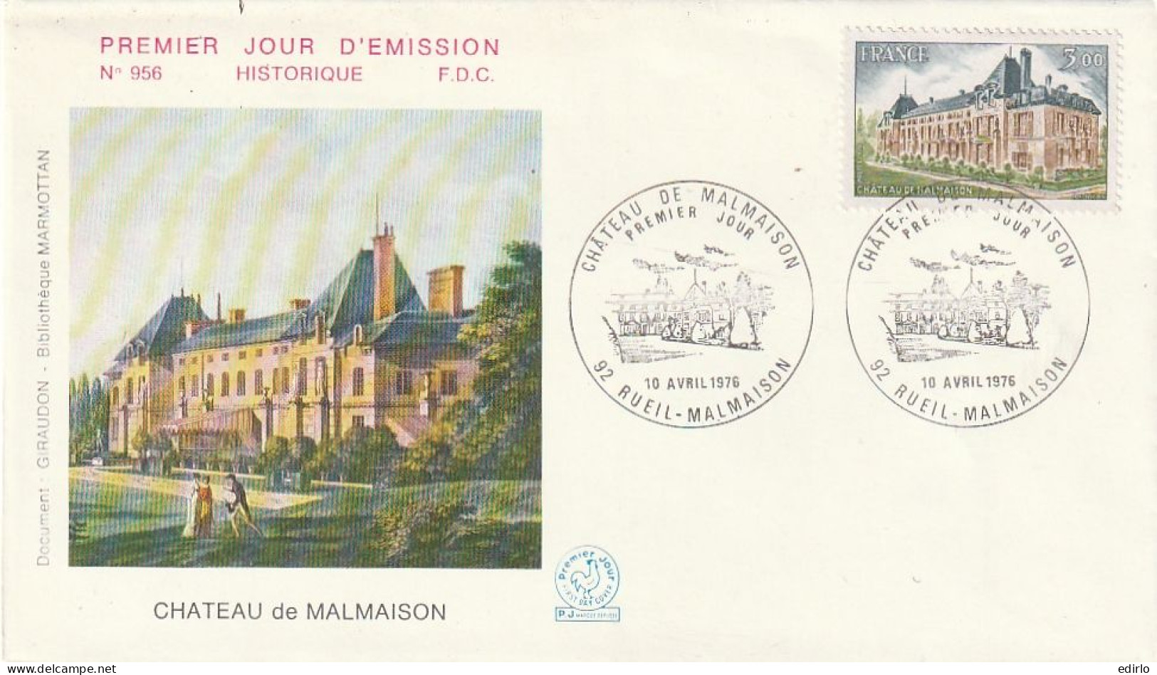 ///   FRANCE ///    PREMIER JOUR ---  FDC  ---  Château De Malmaison - 1970-1979