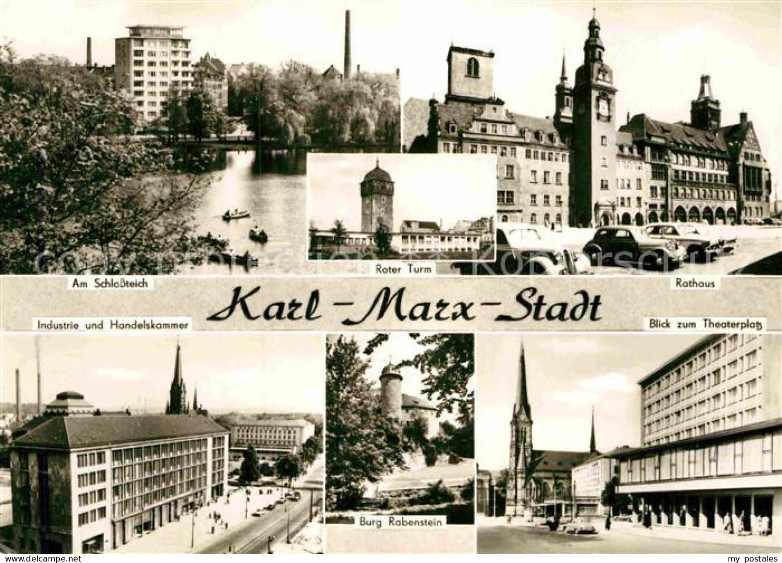 72898663 Karl-Marx-Stadt Rathaus Roter Turm Schlossteich Burg Rabenstein Theater - Chemnitz