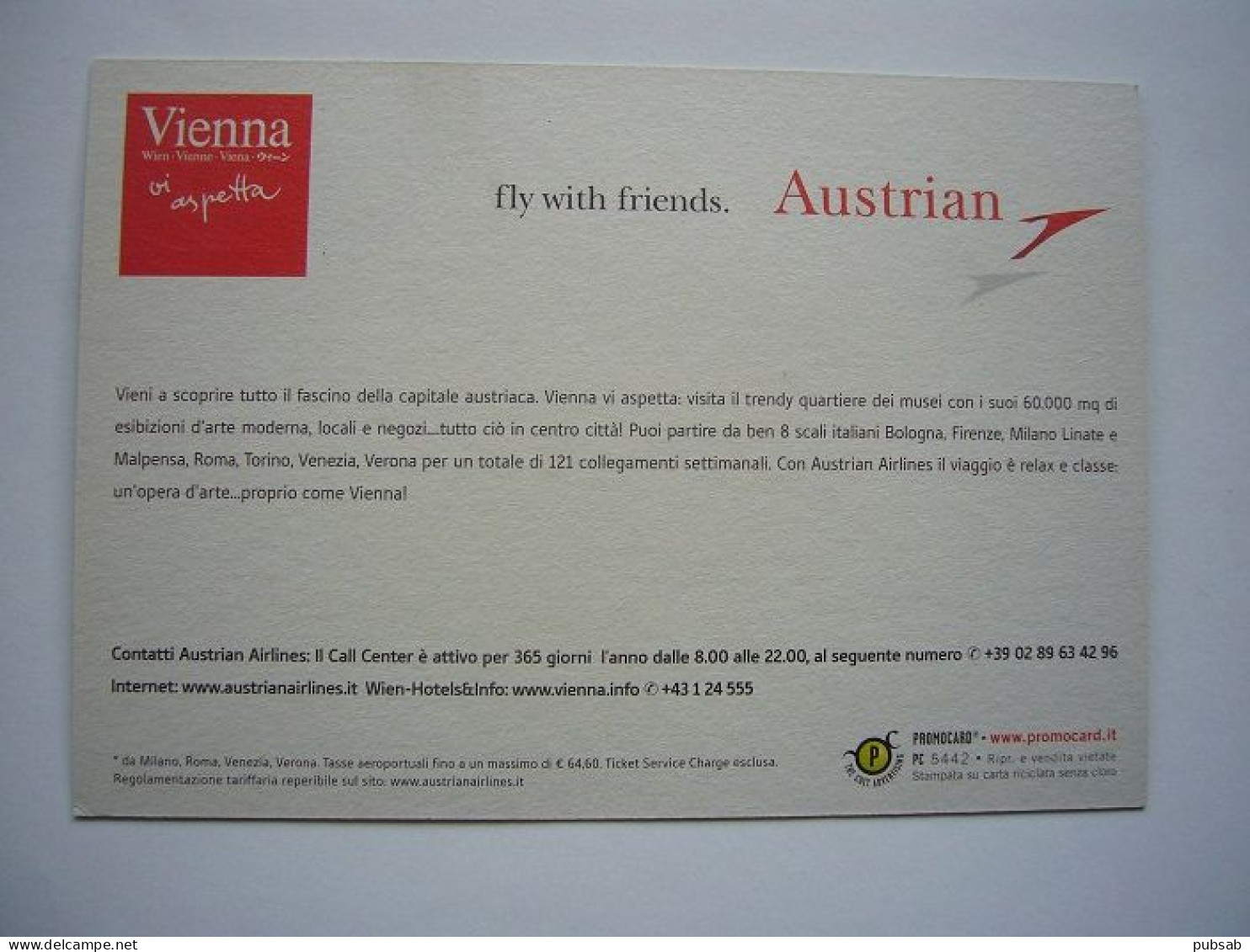 Avion / Airplane / AUSTRIAN AIRLINES / Vienna. Non Vedi L'ora Di Arrivare / Airline Issue - 1946-....: Modern Era