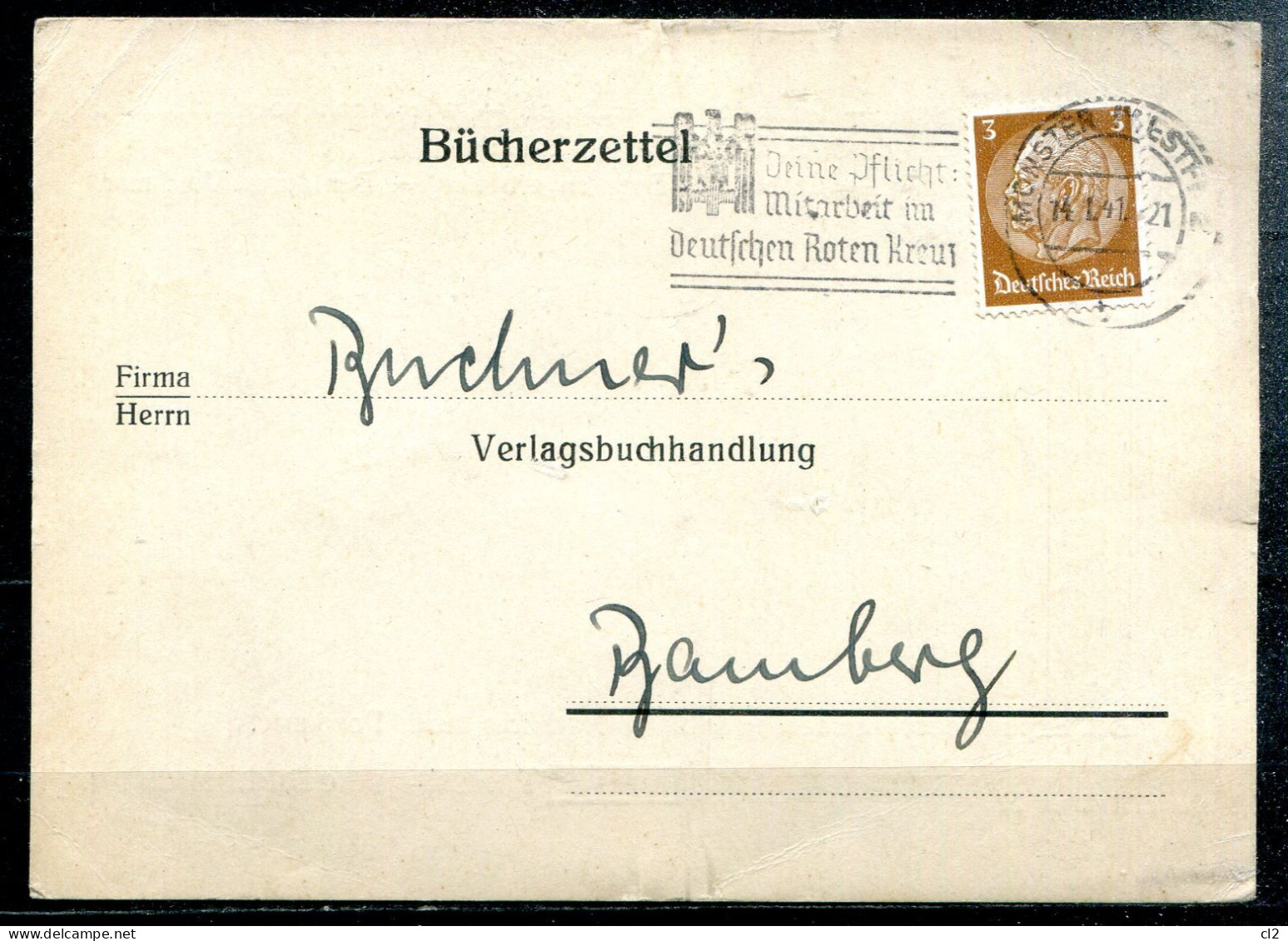 ALLEMAGNE - 14.1.41 - "Deine Pflicht : Mitarbeit Im Deutschen Roten Kreus" - Lettres & Documents