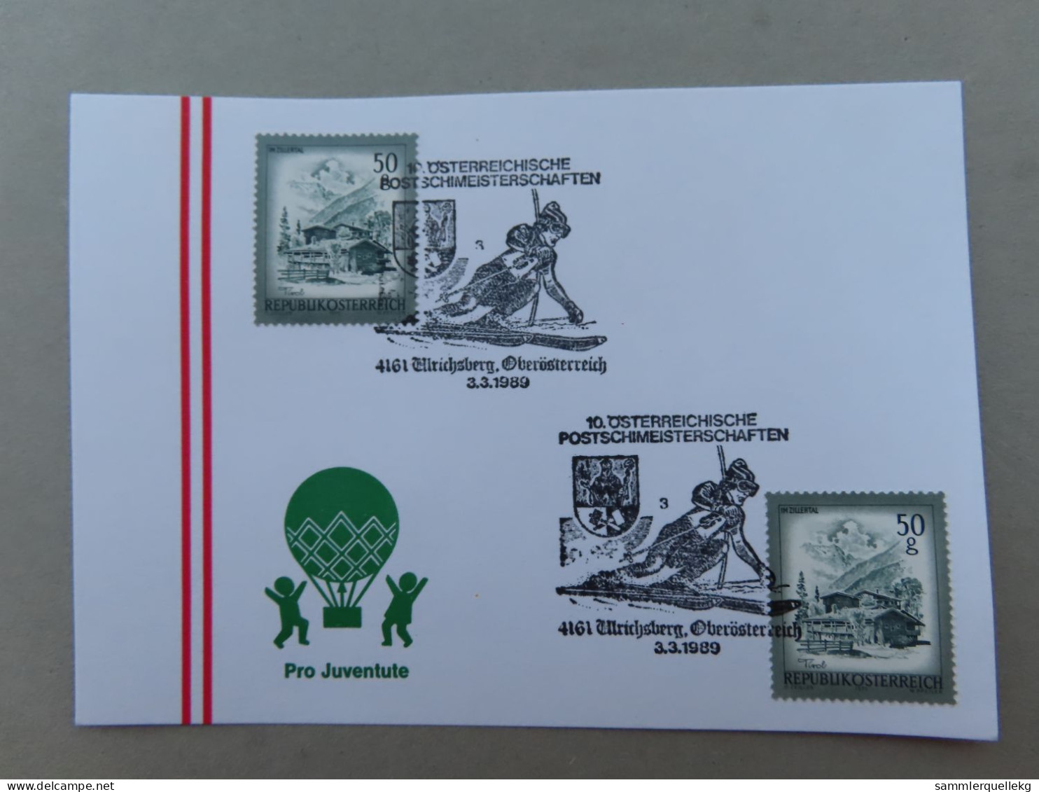 Österreich Pro Juventute - Mit Sonderstempel 3. 3. 1989 Ulrichsberg,10.Österreichische Postschimeisterschaften (Nr.1566) - Sonstige & Ohne Zuordnung