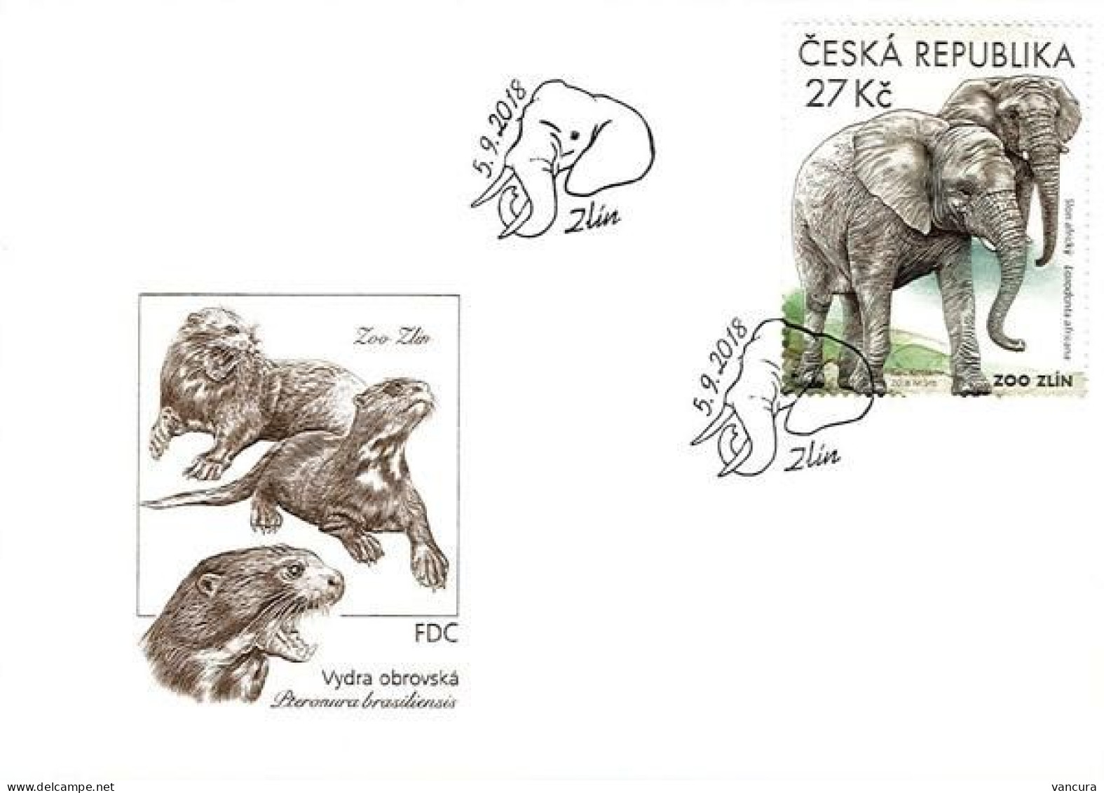 FDC 991-4 Czech Rep. Nature Protection: Zoological Gardens III 2018 Grizzly Bear Orangutan Elephant Hippo - Autres & Non Classés