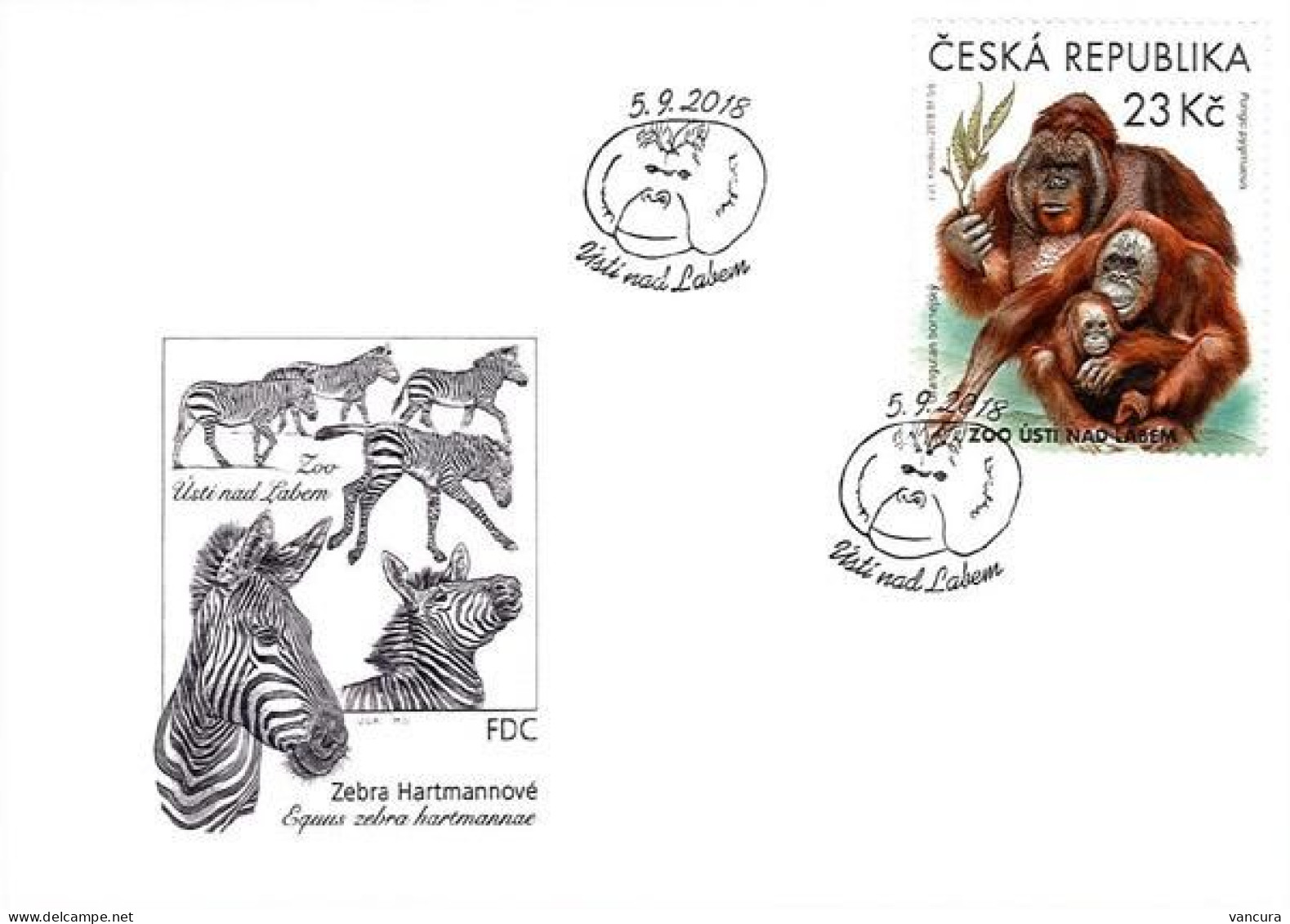 FDC 991-4 Czech Rep. Nature Protection: Zoological Gardens III 2018 Grizzly Bear Orangutan Elephant Hippo - Autres & Non Classés