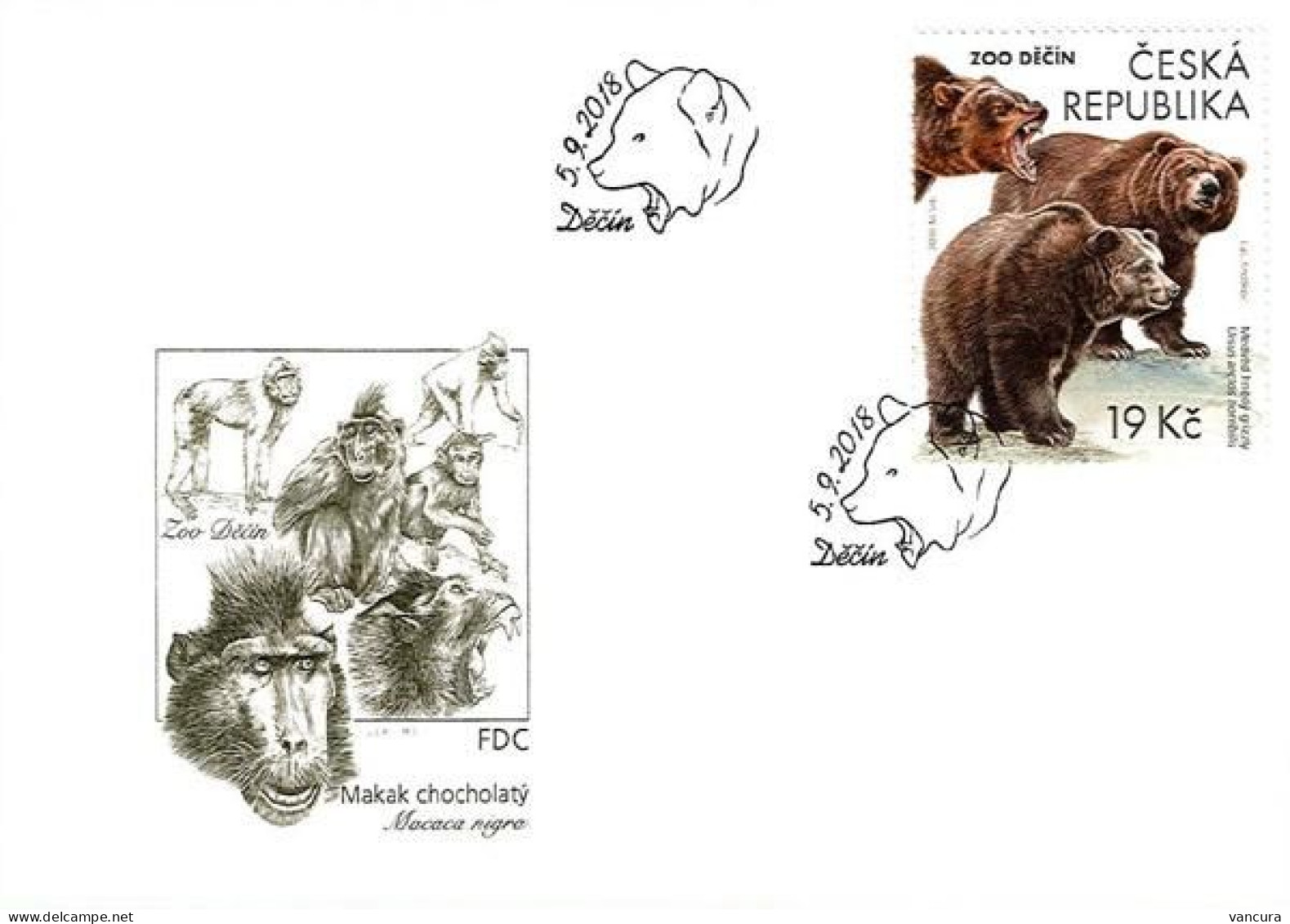 FDC 991-4 Czech Rep. Nature Protection: Zoological Gardens III 2018 Grizzly Bear Orangutan Elephant Hippo - Otros & Sin Clasificación