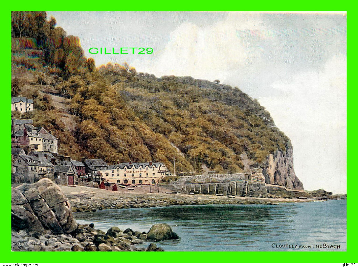 CLOVELLY, DEVON, UK - RED LION HOTEL & CLOVELLY FROM THE BEACH -J, SALMON, SERIES - - Clovelly