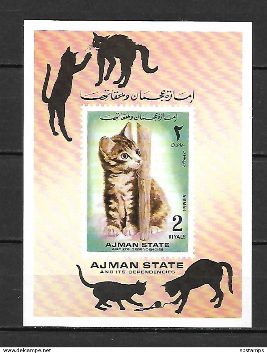 Ajman 1972 Animals - Cats IMPERFORATE MS MNH - Katten