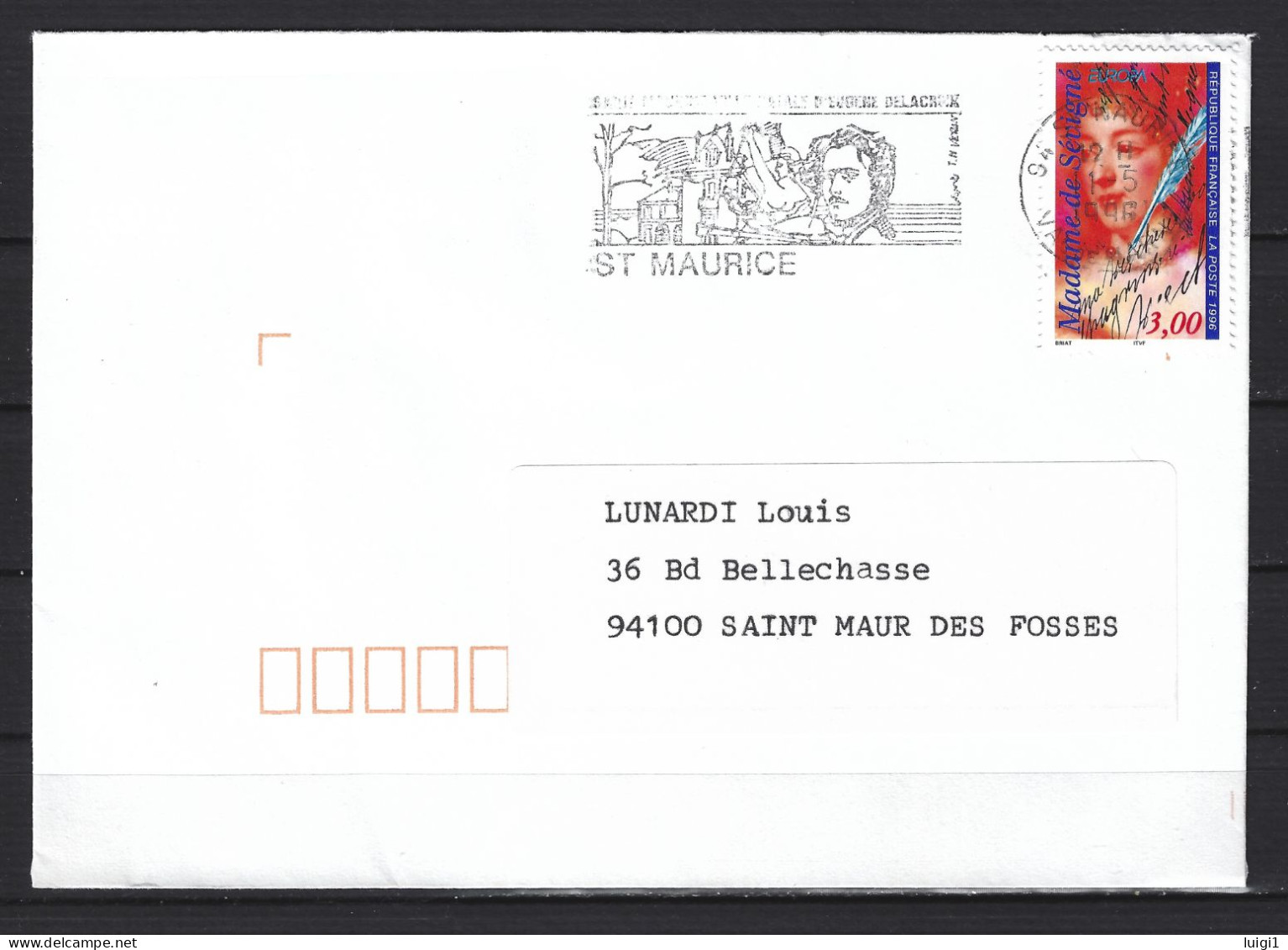 FRANCE 1996. Y&T N°3000A - EUROPA " Les Femmes Célèbres " Sur Lettre - Flamme D' Oblitération Du 1-5-1996. - Usados