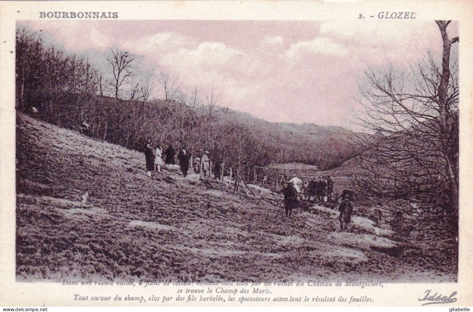 03 - Allier - GLOZEL-  - Ruines Du Château De Montgilbert  - Le Champ Des Morts -  Spectateurs Devant Les Fouilles - Sonstige & Ohne Zuordnung