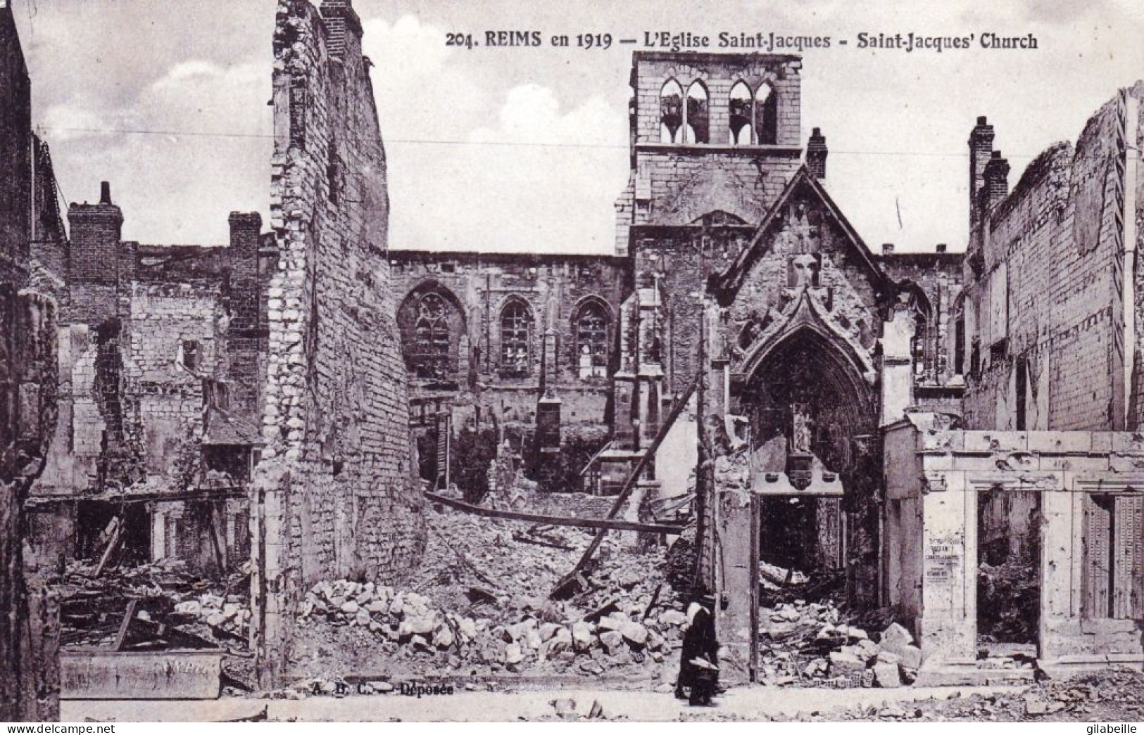 51 - Marne - REIMS - L Eglise Saint Jacques En 1919 - Guerre 1914 - Reims